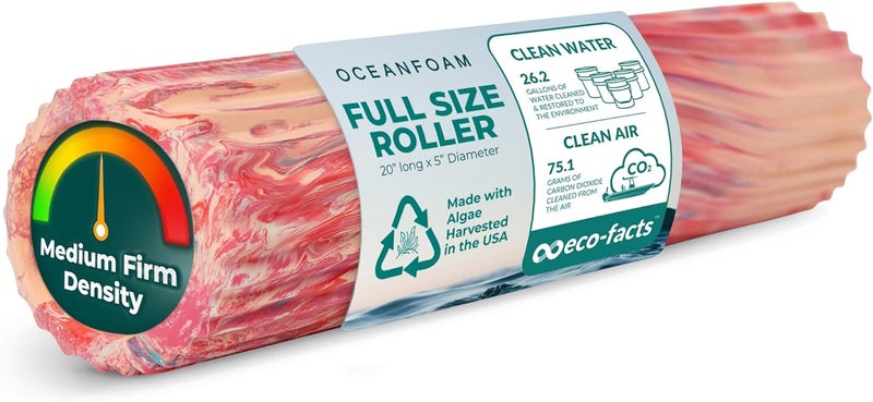 Oceanfoam Tidal Roller - Cotton Candy - Muscle Massage Foam Roller for Back Pain & Stretching - Firm and Ergonomic Wide Wave Textured - Yoga, Athletics, & Wellness - Full Size, 20" x 5" - Image 1